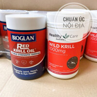 (HSD 2027) Dầu nhuyễn thể Bioglan Red Krill Oil 1000mg 60 viên của Úc,Wild Krill Healthy care 60 viên