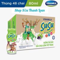 [HSD Ngày 20-T5-2025] Thùng 48 Chai Sữa Chua Uống Susu IQ Hương Táo Nho 80ml.