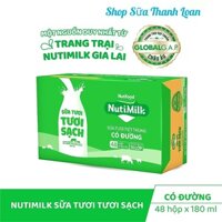 [HSD T6-2025] Thùng 48 Hộp NutiMilk Sữa Tươi Sạch Có Đường 180ml.