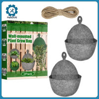 Hshduti 2 Cái Giỏ trồng vải nỉ Đồ dùng làm vườn Thiết kế nhân bản Máy trồng cây túi treo tường có thể gập lại