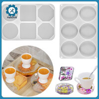 Hshduti Coaster Khuôn Silicon Dễ Dàng Làm Sạch Khuôn Nhựa Silicon Tròn Lớn Coaster Nhựa Khuôn Cho Diy Craft 6 Khoang Epoxy Khuôn Cho Cốc Thảm Nhựa Có Thể Tái Sử Dụng Đồ Dùng Nghệ Thuật