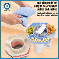 Hshduti Giá đỡ cốc cấp thực phẩm Đính kèm Bát ăn nhẹ bằng silicon cho cốc 40oz Cốc đựng 3 ngăn Khay đựng đồ dã ngoại Cắm trại tại nhà Xe hơi có thể tái sử dụng Đĩa ăn nhẹ di động