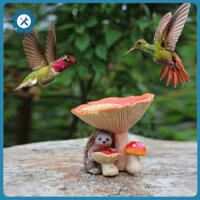 Hshduti Porch Chim Ăn Khắc Thủ Công Cho Chim Ăn Bằng Nhựa Thủ Công Với Tượng Nhím Để Trang Trí Sân Vườn Ngoài Trời Chim Ăn Cho Sân Bãi Cỏ Nấm Dễ Thương