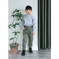 HSM_ Áo sơ mi linen oxford dài tay bé trai _ Màu xám