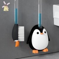 [Hsu] Bàn chải vệ sinh silicon hình chim cánh cụt có giá đỡ Xà phòng Pha chế Bàn chải chà nhà vệ sinh Máy làm sạch nhà vệ sinh Wc Dụng cụ vệ sinh phòng tắm