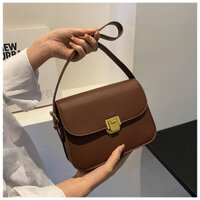 [HT01] Túi xách da nữ Quảng Châu đeo chéo đeo vai hình vuông ngang khóa cài hottrend thanh lịch