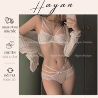 HT0105 Bộ đồ lót sexy dây đan chéo ngực có GỌNG, set nội y ren mềm mại HT0105