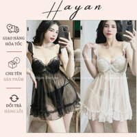 HT101 Váy ngủ sexy cúp v1 sang chảnh có GỌNG kèm ĐỆM LÓT, đồ ngủ 2s ren xuyên thấu gợi cảm HT101