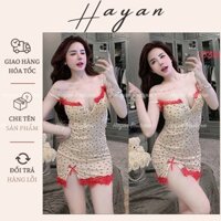 HT187a Váy ngủ cotton hoa nhí co dãn kèm ĐỆM LÓT,đồ ngủ nữ cute dễ thương gợi cảm HT187a