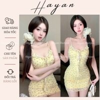 HT233 Váy ngủ cotton hoa nhí co dãn ren bèo,đồ ngủ nữ cute dễ thương gợi cảm HT233