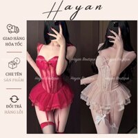 HT517 Bodysuit ren cup ngực có GỌNG kèm ĐỆM LÓT,đồ cosplay lingerie kèm đại kẹp tất HT517