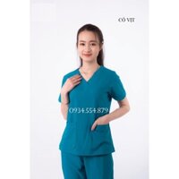 HTV3 - Đồng phục Spa, Thẩm Mỹ, Y Tá Điều Dưỡng, Phòng Khám, Bác Sĩ Cổ V cao cấp vải cotton thoáng mát