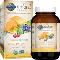 HŨ 30 VIÊN KẸO NHAI VITAMIN D3 HỮU CƠ - THUẦN CHAY, Garden of Life - Mykind Organics Vegan Chewable Tablets