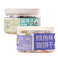 Hũ bánh cá Biscuits hiệu Yihe cat 50gr có Catnip tiêu lông tốt cho Mèo cưng