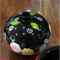 HỦ CAM SƠN MÀI ĐỰNG KẸO MỨT VẼ HOA Ø14X14CM