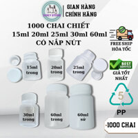 Hũ chiết nhựa 15ml 20ml 25ml 30ml 60ml có nắp nút (Sỉ 1000 hũ), chai nhựa chiết nhựa PP PET tròn