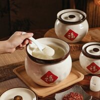 Hũ dầu ghee nhân vật Fu retro Trung Quốc, hũ dầu ớt gốm có nắp, hũ chống văng dầu chịu nhiệt độ cao cho nhà bếp, đặc biệt W8EB