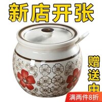 Hũ Đựng Dầu Lợn Nhà Bếp Hũ Đựng Muối Hũ Đựng Dầu Ớt Gia Dụng Gốm Sứ Chịu Nhiệt Cao Có Nắp Hũ Đựng Gia Vị Cấp Thực Phẩm