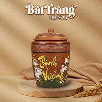 Hũ Đựng Gạo Bát Tràng Chữ “Thịnh Vượng” Họa Tiết Sen Hạc Phú Quý BT-HG10