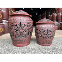 Hũ đựng gạo Bát Tràng hoạ tiết vân mây, chum gạo, hũ gạo, chĩnh gạo, thùng gốm đựng gạo gốm Bát Tràng cao cấp