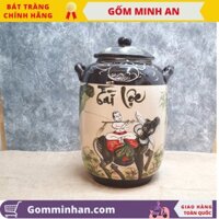 Hũ đựng gạo Chum gạo Tài Lộc vẽ hoa văn 15kg gạo 20lit Gốm Bát Tràng- Gốm Minh An