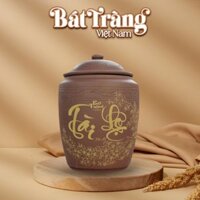 Hũ đựng gạo gốm sứ Bát Tràng “Tài Lộc” vẽ vàng – Nhiều kích cỡ BT-HG04