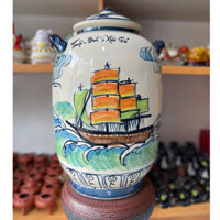 Hũ đựng gạo Tài Lộc phong thuỷ gốm sứ Cát Tường Bát Tràng. Dung tích 30Lit- 28Kg gạo