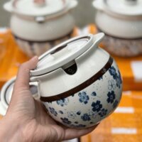 Hũ đựng gia vị bằng sứ, âu sứ, liễn sứ đựng đa năng có thìa họa tiết thanh lịch