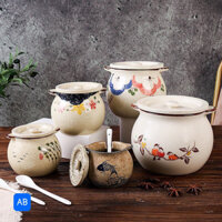 Hũ Đựng Gia Vị Hai Tay Cầm Bằng Gốm Chịu Nhiệt Độ Cao Có Nắp Đậy Và Muỗng Phong Cách Nhật Bản