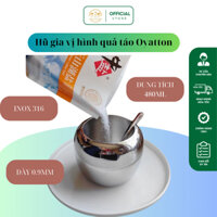 Hũ đựng gia vị hình quả táo [KÈM THÌA] hãng Oyatton Inox 316 dung tích 480ml siêu đẹp