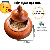 Hũ đựng hạt dưa hạt bí bằng gỗ hương đá nguyên khối đường kính 16cm