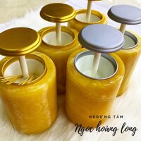 Hủ đựng tăm đá ngọc hoàng long - Cao 11cm - Nắp bạc