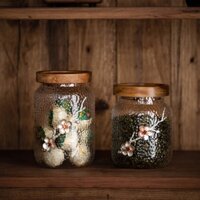 Hũ Đựng Trà / Cà Phê / Bánh Kẹo Bằng Thủy Tinh Trong Suốt Có Nắp Gỗ