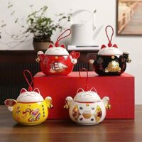 Hũ Đựng Trà Hình Chú Mèo  Thần Tài Kích Thước 11x9cm