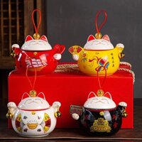 Hũ đựng trà, mứt, bánh kẹo mèo thần tài dung tích 180ml