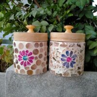 hũ đứng tre khảm trai hình hoa đựng trà - quà tặng lưu niệm việt nam( magnet việt nam)