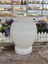 Hủ đưng tro cốt đá cẩm thạch trắng - Cao 25 cm - Mẫu 2