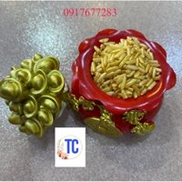 Hũ gạo vàng tài lộc (kích thước 5,5x6x5,5) trưng bàn thờ Thần tài chiêu tài lộc