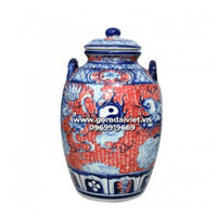 Hũ gạo vò nước sành vẽ cảnh