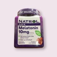 HŨ KẸO DẺO Natrol Melatonin Sleep Aid Gummy, VỊ DÂU Strawberry, Non-GMO, HỖ TRỢ GIẤC NGỦ NGON SÂU (10mg)