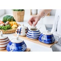 Hũ, Lọ Sứ Đựng Gia Vị Cao Cấp Có Thìa Decor Phòng Bếp Sang Trọng