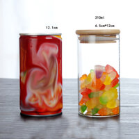 Hũ  Lọ thủy tinh nắp tre đựng đồ khô Lọ thủy tinh đựng trà, cafe, hạt... - 310ml 6.5x12cm
