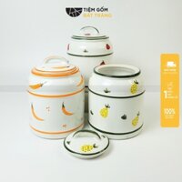 Hũ Muối Dưa Cà Vại Dưa Hũ Đựng Gạo Muối Đồ Khô 2 Size Nắp Tay Cầm Gốm Sứ Bát Tràng Cao Cấp