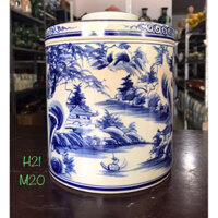 Hũ muối dưa cà, vại muối dưa cà men lam vẽ tay gốm sứ Bát Tràng