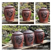 Hũ Sành Đựng Gạo 20Kg bổ khung Phúc Lộc Thọ