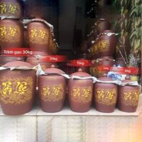 Hũ sành đựng gạo, Chum vại sành chứa thực phẩm khô màu nâu đỏ không tráng men chữ Tài Lộc  Bát Tràng