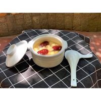 Hũ sứ chưng yến Bát Tràng Tặng thìa sứ, hũ trắng có nắp 300ml 600ml bát ăn súp chén tô sứ ăn chè