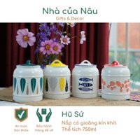 Hũ sứ có gioăng cao su kín dùng đựng hạt khô, hạt dinh dưỡng, đựng gia vị, hạt cafe, hũ dưa cà, muối kim chi, quà tặng