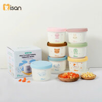 Hũ sứ Misan 250ml kèm nắp sứ và nắp silicon cho bé ăn dặm, có chia vạch cao cấp