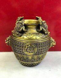 Hũ Tài Lộc Phong Thuỷ Chiêu Tài Bằng Đồng Vàng Cao 20cm